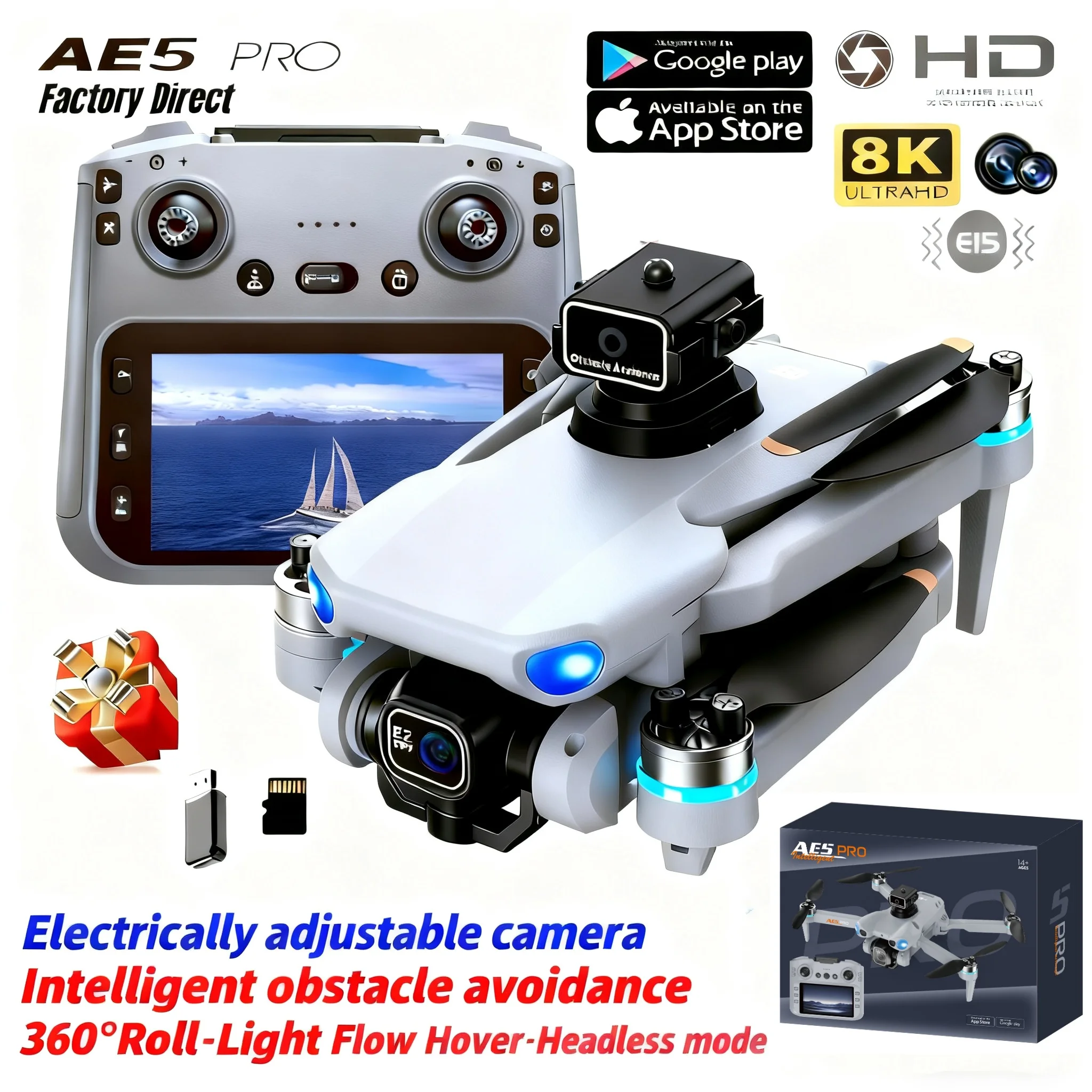 Drone AE5 Pro 8K HD avec écran - Drone Kit Tricopter avis et prix